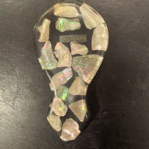 Las Vegas Mid-century abalone in lucite souvenir spoon rest  Circa 1960s